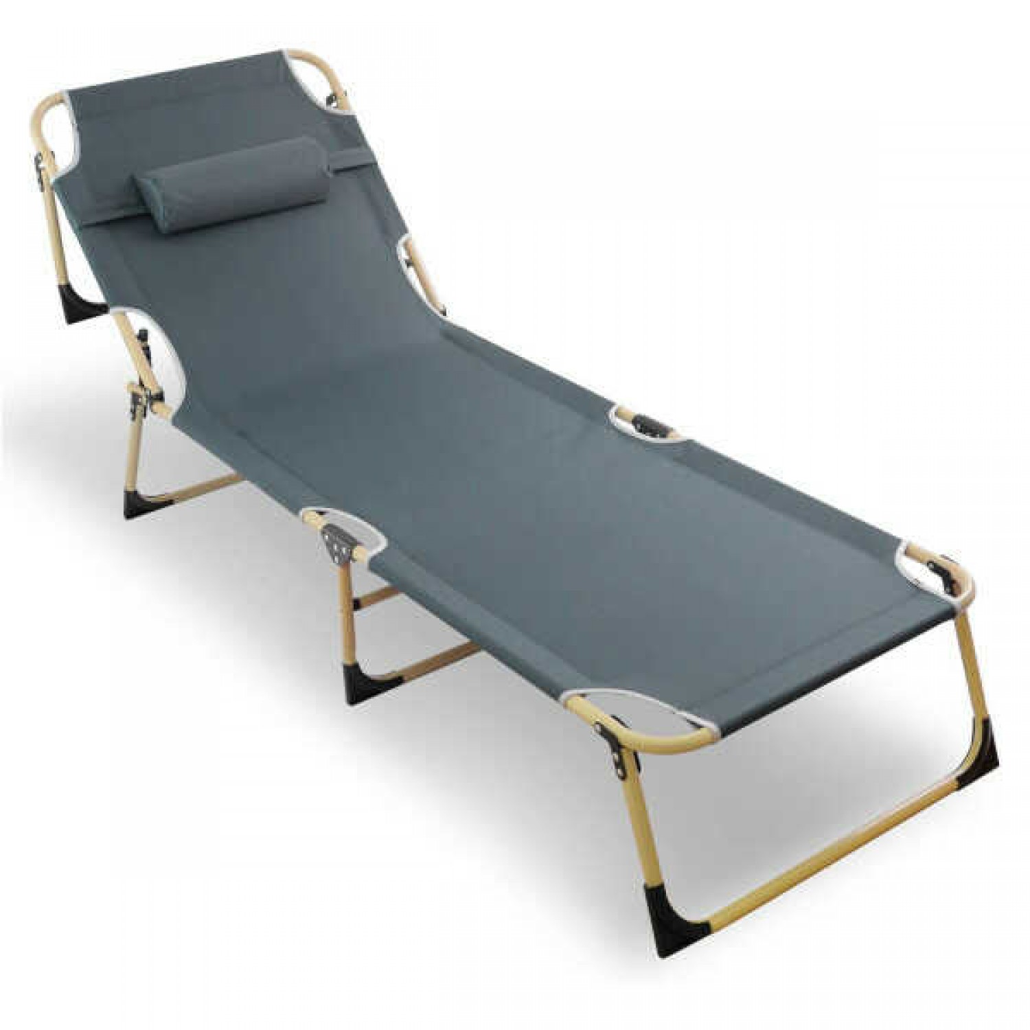 Foldable Sun Lounger Gray 70x190x30cm Reinforced