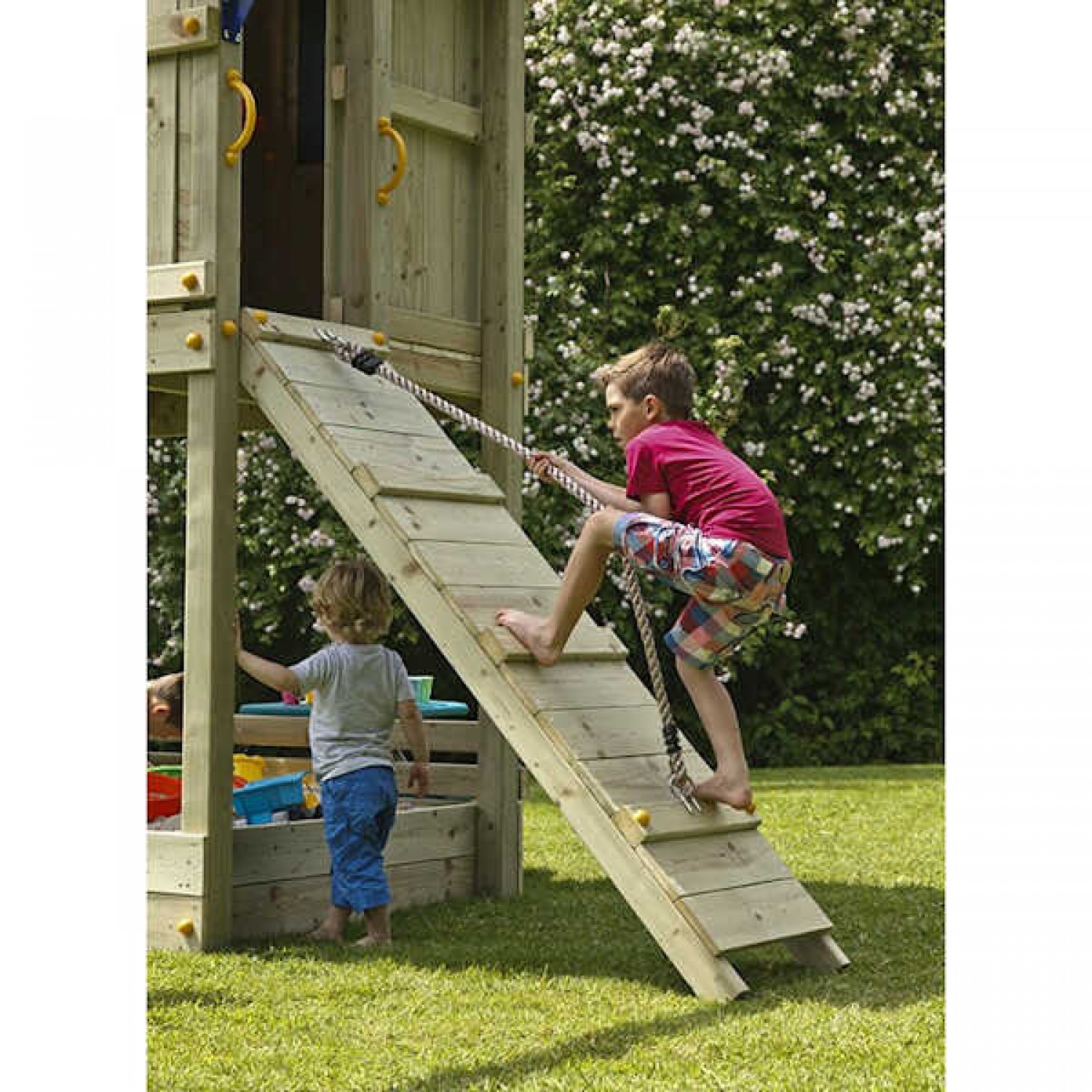 Wooden Climbing Ramp with Rope 120(H)x50cm KBT